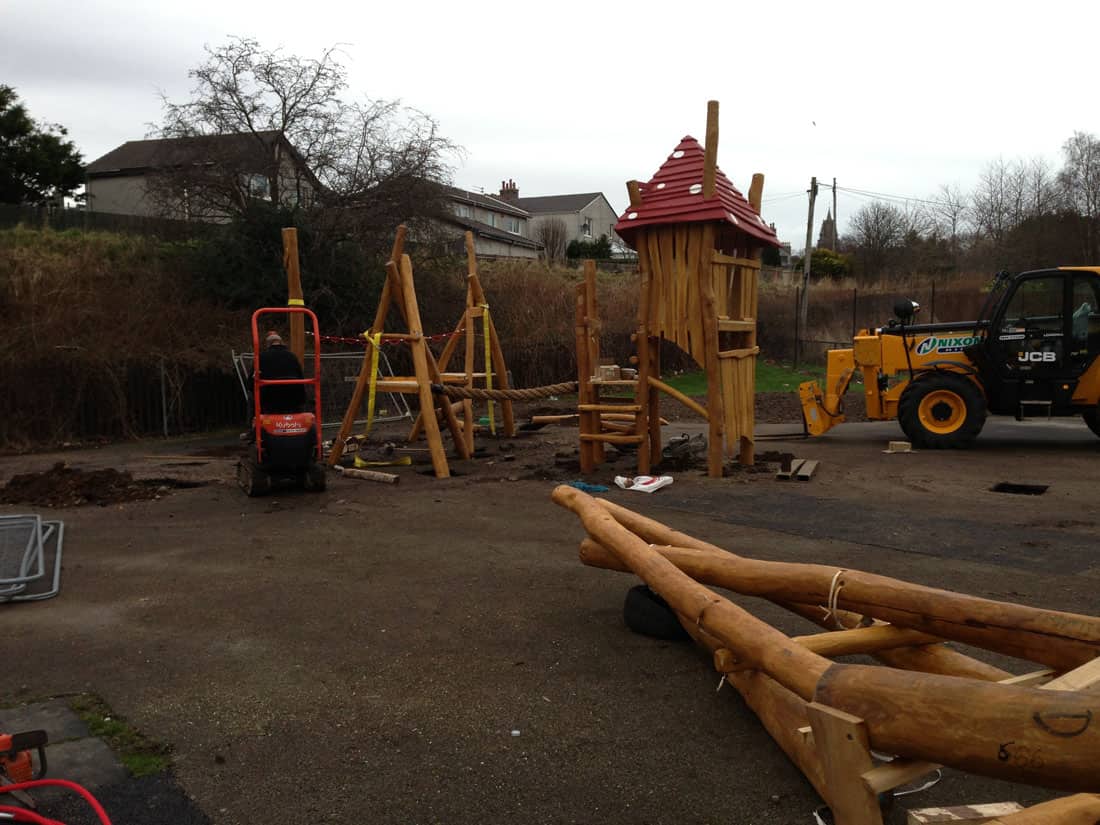 Assembling the parts for the playground