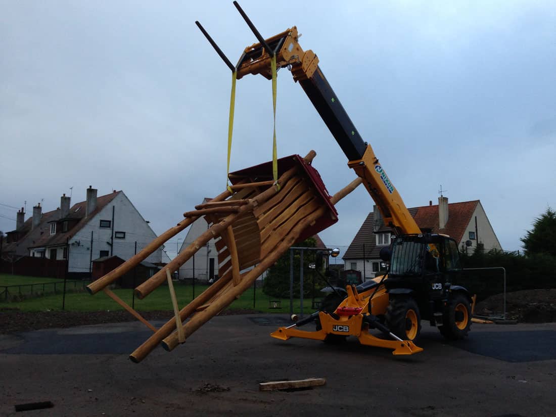 Delivering a small treehouse for a playground