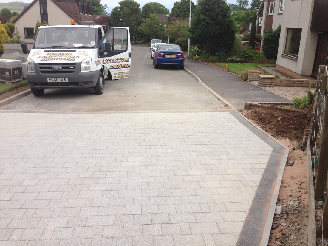 Newly installed tiles in driveway