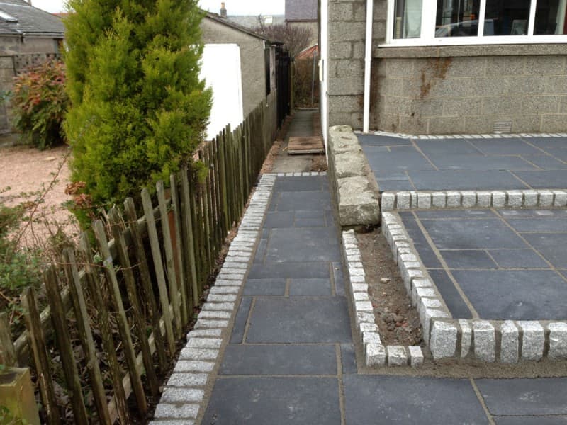 Layers of dirt and stones with tiles